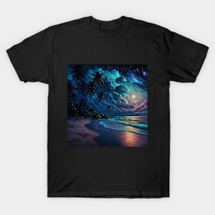 Star Coast, Maldives, Night Beach T-Shirt